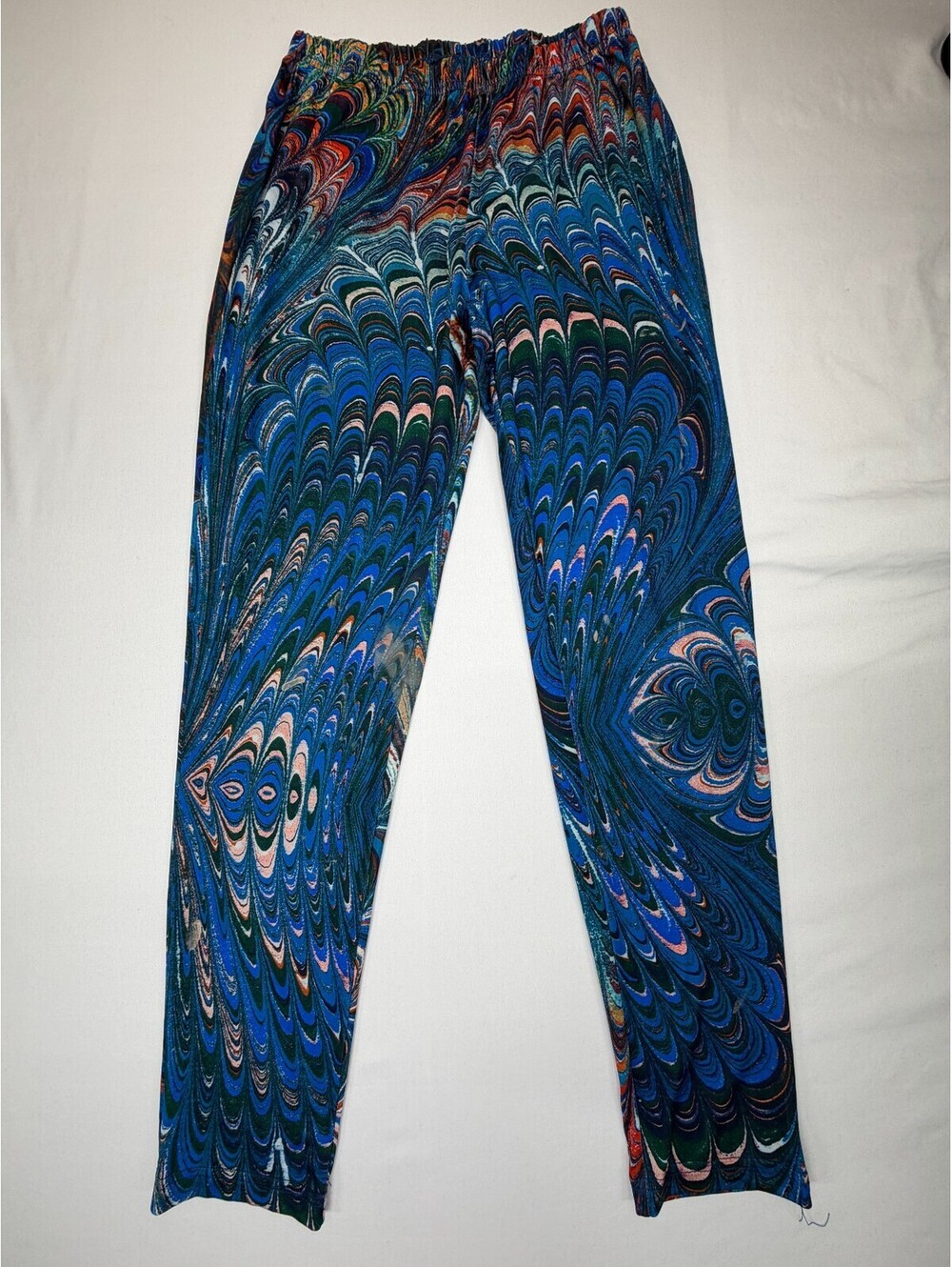 Lily By Firmiana Women’s Pants Pull On Flat Front Peacock Size L/XL Multicolor